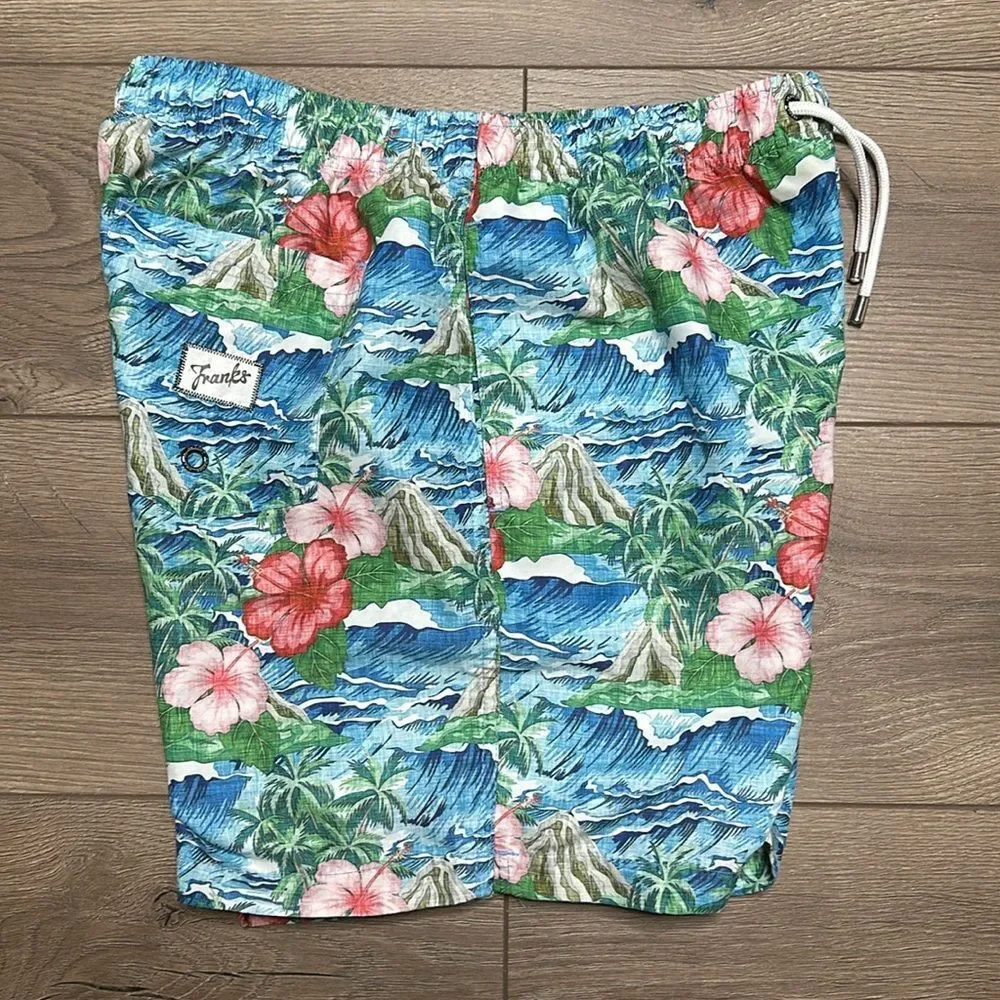 Franks 6” Volcano Oahu‎ Floral Print Lined Swim Shorts Size XL